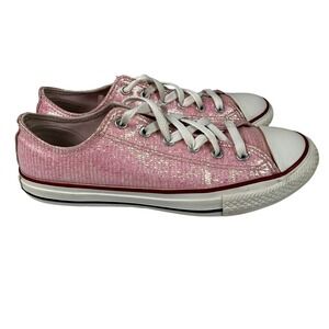 Converse Kids Size 5 Chuck Taylor All Star Pink Glitter Sparkly Low Top Sneakers